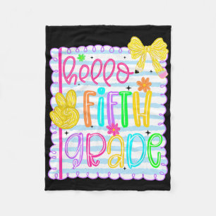 Coquette Bow Girly Hello Fifth Grade Teacher Ck To Fleece Blanket