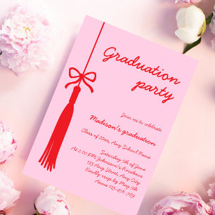 Coquette Bow Grad Tassel 2025 Graduation Invitation