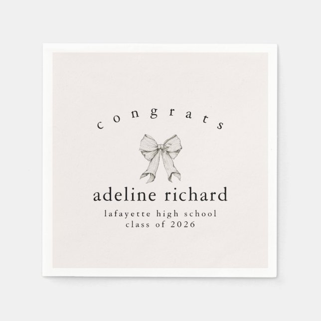 Coquette Bow Graduation Announcement Napkin (Front)