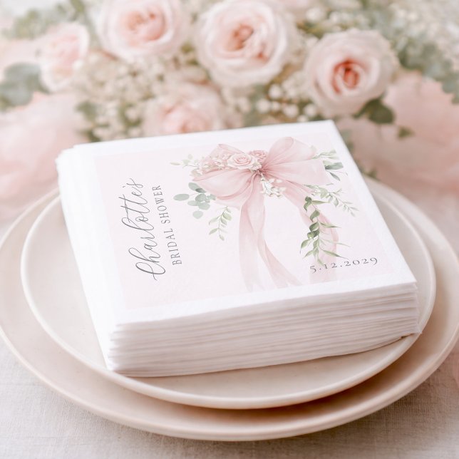 Coquette Bow Greenery Bridal Shower Napkin (Creator Uploaded)