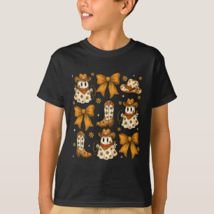 Coquette Bow Halloween Ghost Western Cowgirl Howdy T-Shirt
