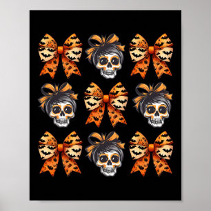 Coquette Bow Halloween Spooky Season Skeleton Cute Poster
