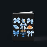 Coquette Bow Hanukkah Chanukah Pajama Latke Jewish Card<br><div class="desc">Coquette Bow Hanukkah Chanukah Pajama Latke Jewish Women</div>