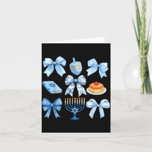 Coquette Bow Hanukkah Chanukah Pajama Latke Jewish Card