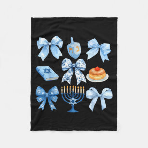 Coquette Bow Hanukkah Chanukah Pajama Latke Jewish Fleece Blanket
