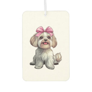 Coquette Bow Havanese Dog Mom Girl Pink Air Freshener