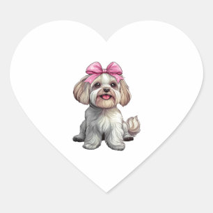 Coquette Bow Havanese Dog Mom Girl Pink Heart Sticker