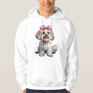 Coquette Bow Havanese Dog Mom Girl Pink Hoodie