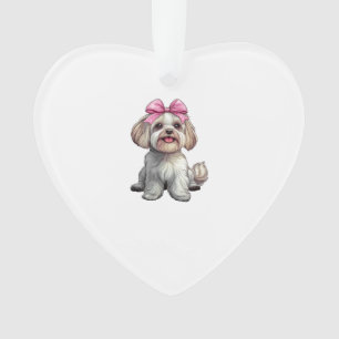 Coquette Bow Havanese Dog Mom Girl Pink Ornament