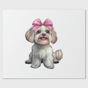 Coquette Bow Havanese Dog Mom Girl Pink Wrapping Paper