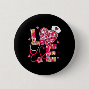 Coquette Bow Heart Nurse Valentines Day Nurse Love 2 Inch Round Button