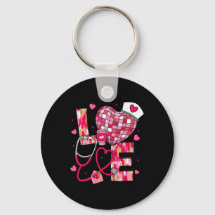 Coquette Bow Heart Nurse Valentines Day Nurse Love Keychain