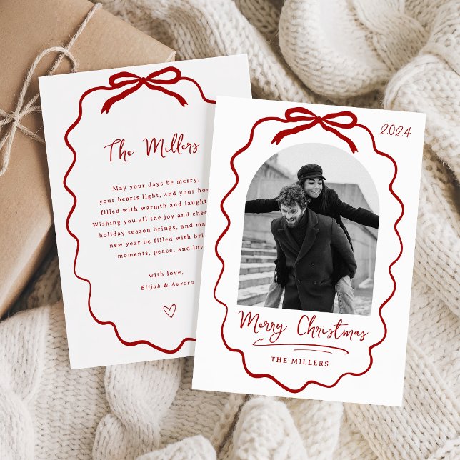Coquette Bow Holiday Photo Card, Merry Christmas (Creator Uploaded)