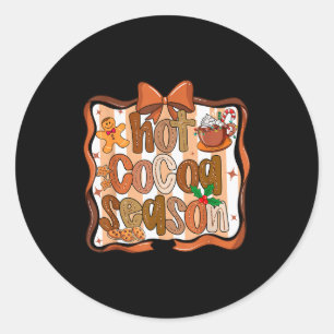Coquette Bow Hot Cocoa Season Gingerbread Christma Classic Round Sticker