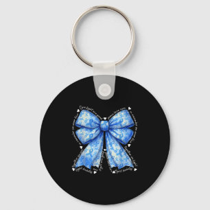 Coquette Bow In November We Wear Blue For Diabetes Keychain