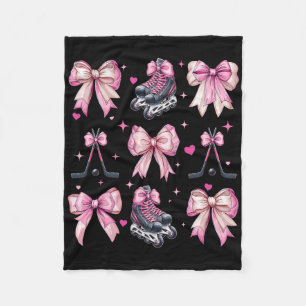 Coquette Bow Inline Hockey Player Girl Mom Mother' Fleece Blanket