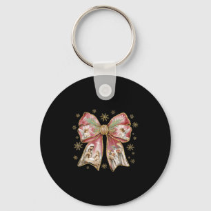 Coquette Bow Jesus Christian Merry Christmas Pajam Keychain
