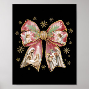 Coquette Bow Jesus Christian Merry Christmas Pajam Poster