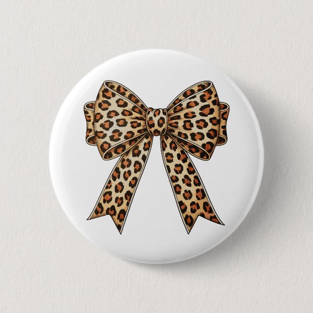 Coquette Bow Leopard Cheetah Sublimation 2 Inch Round Button (Front)
