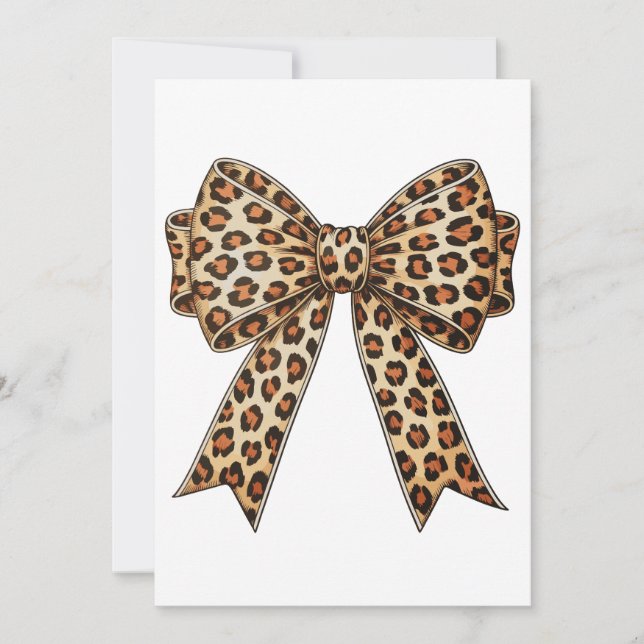 Coquette Bow Leopard Cheetah Sublimation Invitation (Front)