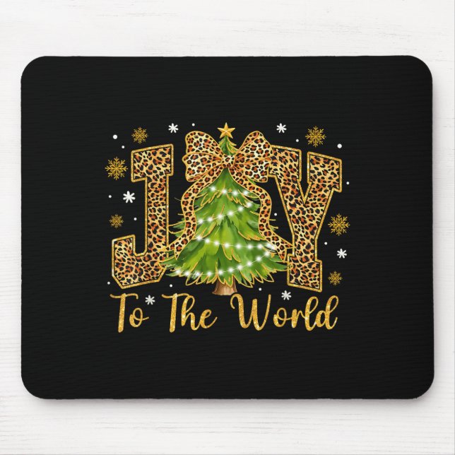 Coquette Bow Leopard Christmas Joy To The World Xm Mouse Pad (Front)