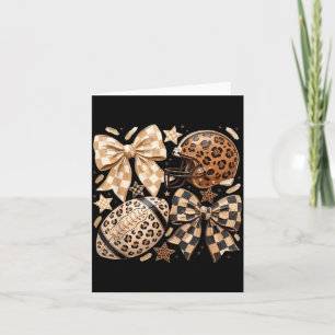 Coquette bow leopard football mom touchdown funny card
