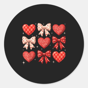 Coquette Bow Leopard Hearts Valentine Women Girl G Classic Round Sticker
