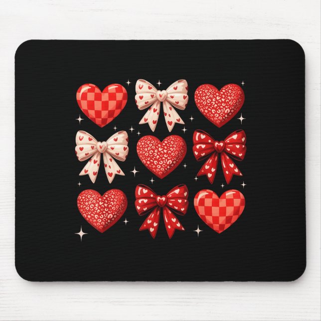 Coquette Bow Leopard Hearts Valentine Women Girl G Mouse Pad (Front)