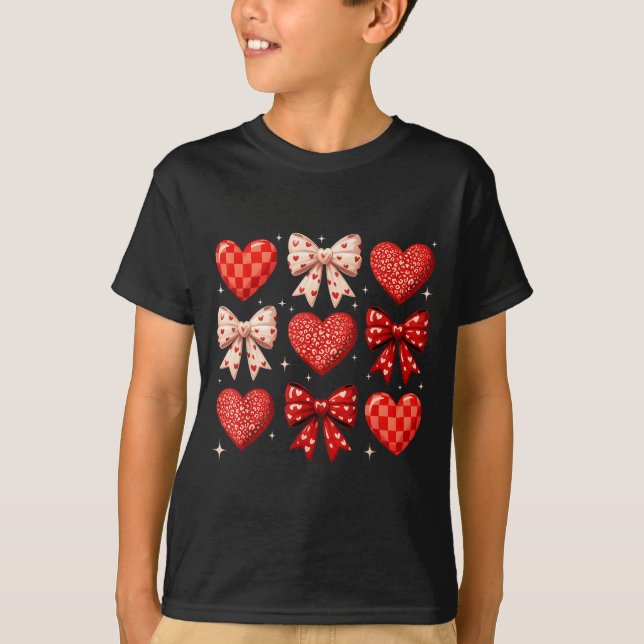 Coquette Bow Leopard Hearts Valentine Women Girl G T-Shirt (Front)