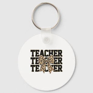 Coquette Bow Leopard Teacher Happy First Day Back  Keychain