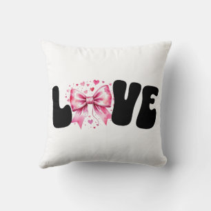 Coquette Bow Love Word Throw Pillow