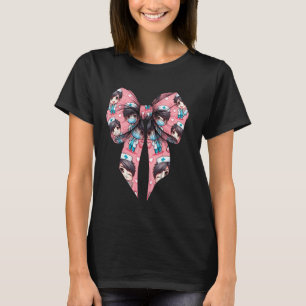 Coquette Bow Male Nurse Murse RN Pattern Pink Ribb T-Shirt