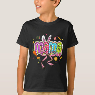 Coquette Bow Mama Bunny Easter Mom Boho Florals Fa T-Shirt