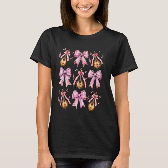 Coquette Bow Mandolin Instrument Mandolinist Mom G T-Shirt (Front)