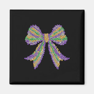 Coquette Bow Mardi Gras Festival Carnival Beads Gi Magnet