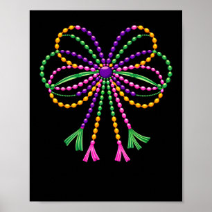 Coquette Bow Mardi Gras Festival Fleur De Lis Carn Poster