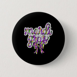 Coquette Bow Mardi Gras New Orleans Louisiana Dalm 2 Inch Round Button
