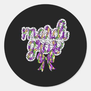 Coquette Bow Mardi Gras New Orleans Louisiana Dalm Classic Round Sticker