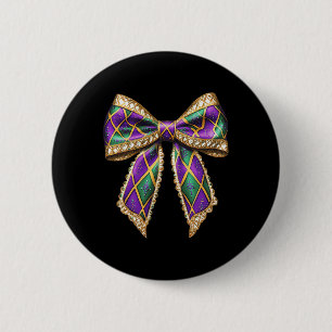 Coquette Bow Mardi Gras New Orleans Louisiana Usa 2 Inch Round Button
