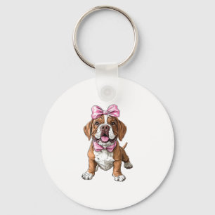 Coquette Bow Mastiff Dog Mom Girl Pink Keychain