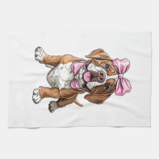 Coquette Bow Mastiff Dog Mom Girl Pink Kitchen Towel