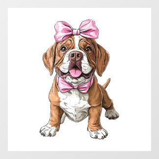 Coquette Bow Mastiff Dog Mom Girl Pink Window Cling