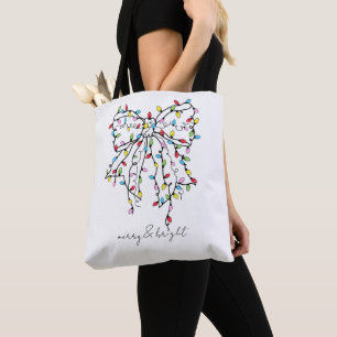 Coquette Bow Merry And Bright Holiday Tote