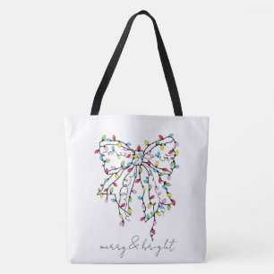 Coquette Bow Merry And Bright Holiday Tote Bag