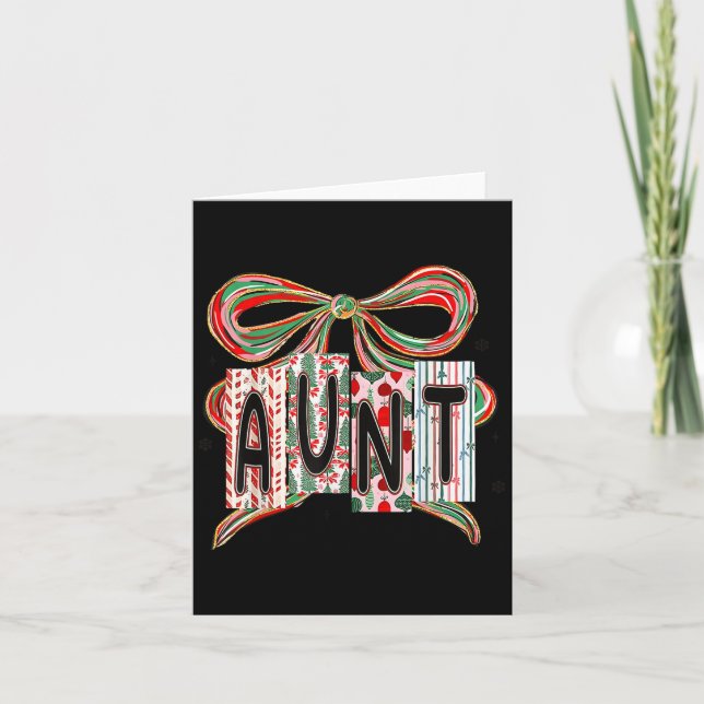 Coquette Bow Merry Christmas Aunt Grandma Xmas Paj Card (Front)