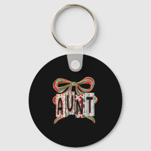 Coquette Bow Merry Christmas Aunt Grandma Xmas Paj Keychain