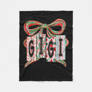 Coquette Bow Merry Christmas Gigi Grandma Xmas Paj Fleece Blanket