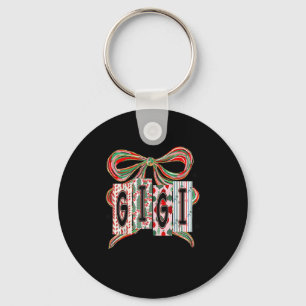Coquette Bow Merry Christmas Gigi Grandma Xmas Paj Keychain