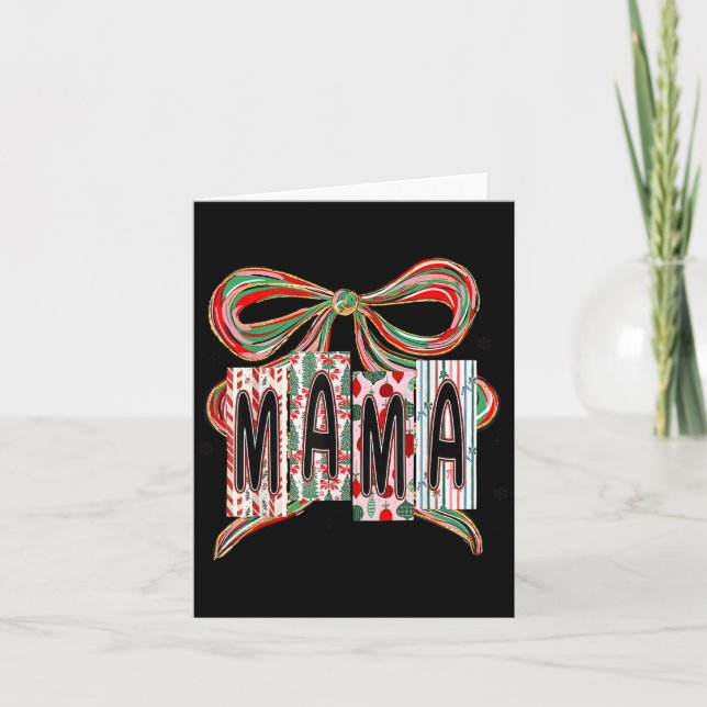 Coquette Bow Merry Christmas Mama Grandma Xmas Paj Card (Front)