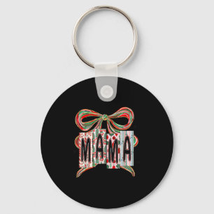 Coquette Bow Merry Christmas Mama Grandma Xmas Paj Keychain